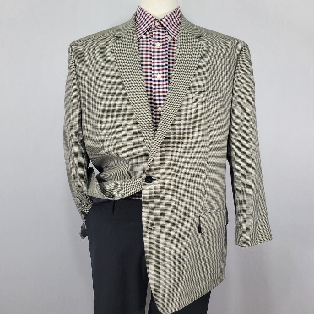 Michael Kors Men's Sport Coat Blazer Two Button Houndstooth Poly Blend‎ 48S